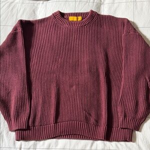 Ribbed Knit Sweater - Burgundy